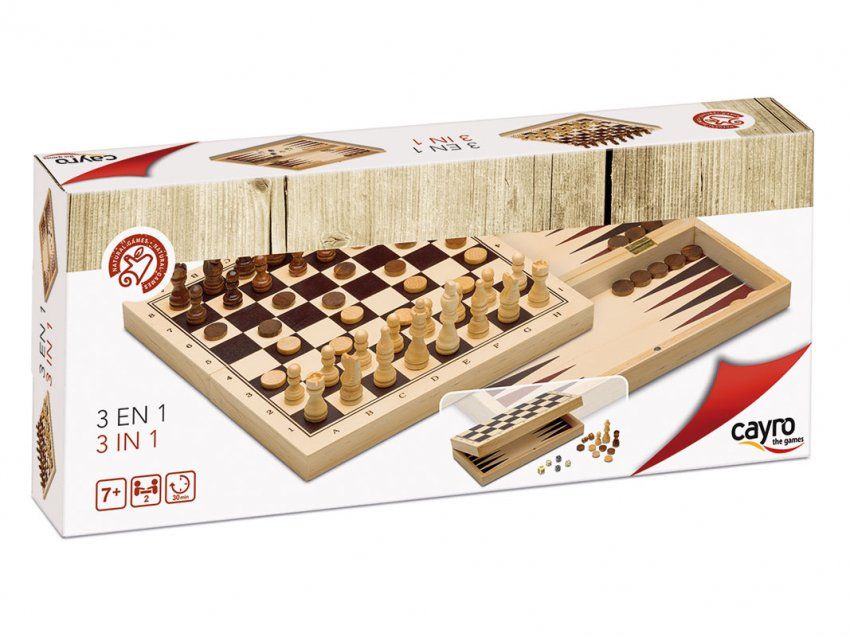 3 en1, ajedrez, damas, backgammon