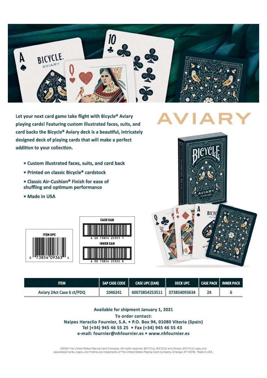 Naipes poker Bicycle Collection AVIARY