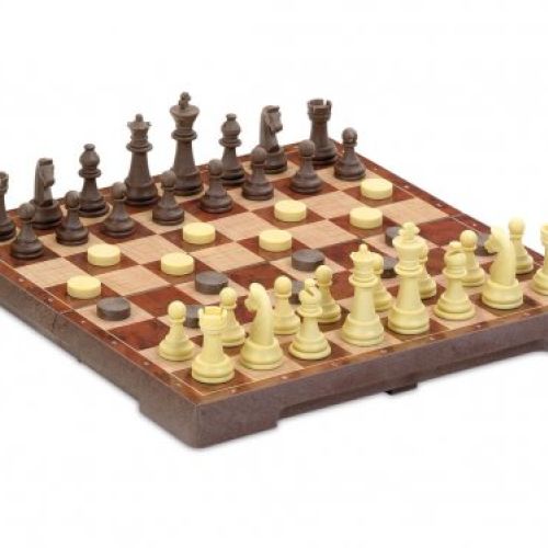 Ajedrez magnético plegable con damas 32 x 32 cms.